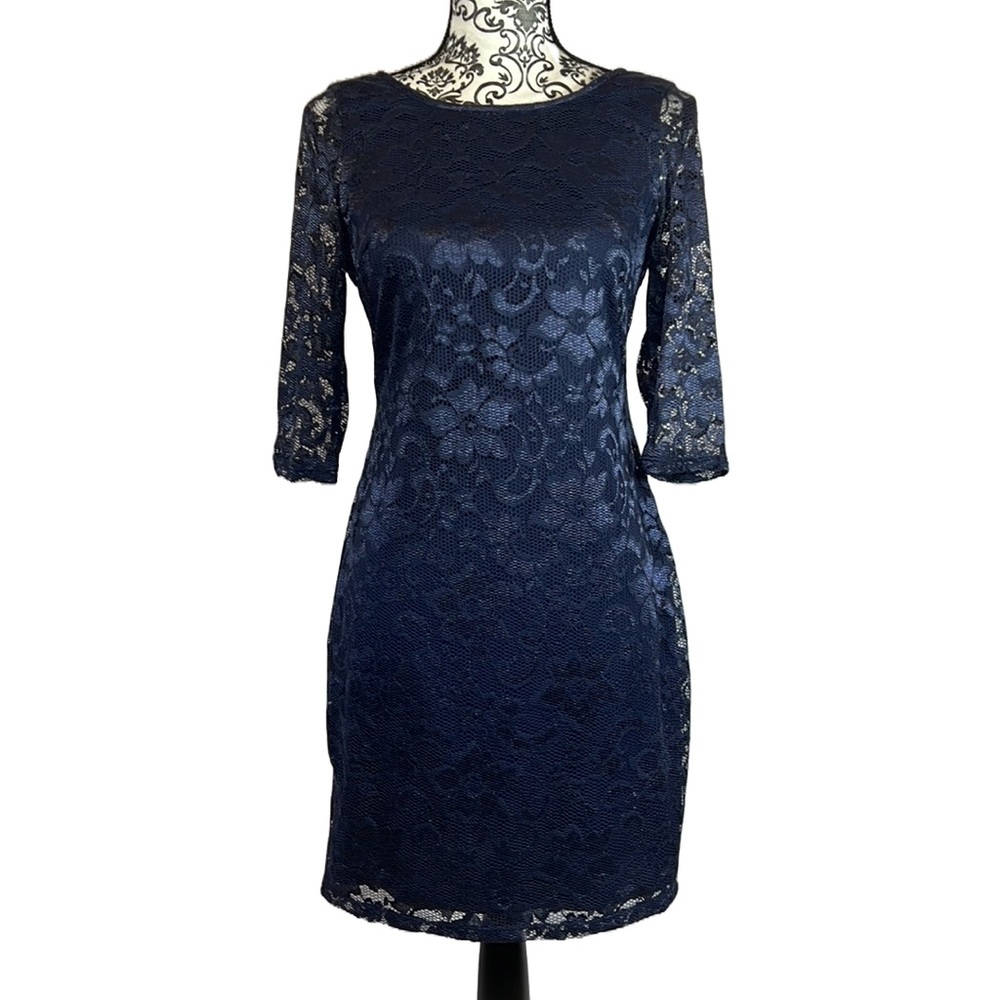Navy blue lace half sleeve dress sz 7